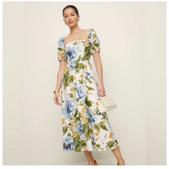 Reformation Marella Linen Dress Botanist Floral Print Size 2 - Picture 4 of 9